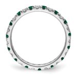 14k White Gold 3/8 carat Lab Grown Diamond VS/SI+ G+ and Lab Created Emerald Size 4 Eternity Band - Image 2