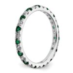 14k White Gold 1/2 carat Lab Grown Diamond VS/SI+ G+ and Lab Created Emerald Size 7.5 Eternity Band - Image 4