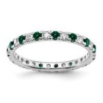 14k White Gold 1/2 carat Lab Grown Diamond VS/SI+ G+ and Lab Created Emerald Size 7.5 Eternity Band