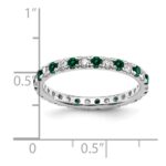 14k White Gold 3/8 carat Lab Grown Diamond VS/SI+ G+ and Lab Created Emerald Size 4.5 Eternity Band - Image 5