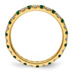 14k 3/8 carat Lab Grown Diamond VS/SI+ G+ and Lab Created Emerald Size 4 Eternity Band - Image 2