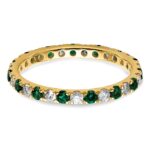14k 1/2 carat Lab Grown Diamond VS/SI+ G+ and Lab Created Emerald Size 9 Eternity Band - Image 3