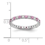 14k White Gold 1/2 carat Lab Grown Diamond VS/SI+ G+ and Lab Created Pink Sapphire Size 6.5 Eternity Band - Image 5