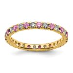 14k 1/2 carat Lab Grown Diamond VS/SI+ G+ and Lab Created Pink Sapphire Size 7.5 Eternity Band