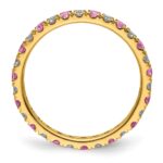 14k 1/2 carat Lab Grown Diamond VS/SI+ G+ and Lab Created Pink Sapphire Size 8 Eternity Band - Image 2
