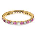14k 1/2 carat Lab Grown Diamond VS/SI+ G+ and Lab Created Pink Sapphire Size 7.5 Eternity Band - Image 3