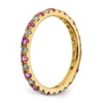 14k 1/2 carat Lab Grown Diamond VS/SI+ G+ and Lab Created Pink Sapphire Size 5.5 Eternity Band - Image 4