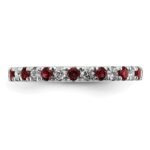 14k White Gold 1/2 carat Lab Grown Diamond VS/SI+ G+ and Lab Created Ruby Size 6 Eternity Band - Image 3