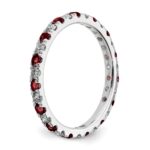 14k White Gold 1/2 carat Lab Grown Diamond VS/SI+ G+ and Lab Created Ruby Size 6.5 Eternity Band - Image 5