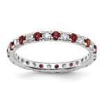 14k White Gold 1/2 carat Lab Grown Diamond VS/SI+ G+ and Lab Created Ruby Size 6 Eternity Band