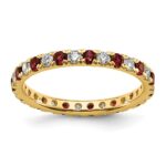 14k 3/8 carat Lab Grown Diamond VS/SI+ G+ and Lab Created Ruby Size 5 Eternity Band