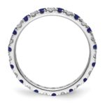 14k White Gold 3/8 carat Lab Grown Diamond VS/SI+ G+ and Lab Created Blue Sapphire Size 4.5 Eternity Band - Image 2