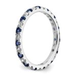 14k White Gold 3/8 carat Lab Grown Diamond VS/SI+ G+ and Lab Created Blue Sapphire Size 4.5 Eternity Band - Image 4