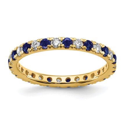 14k 1/2 carat Lab Grown Diamond VS/SI+ G+ and Lab Created Blue Sapphire Size 7 Eternity Band