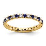 14k 1/2 carat Lab Grown Diamond VS/SI+ G+ and Lab Created Blue Sapphire Size 6.5 Eternity Band