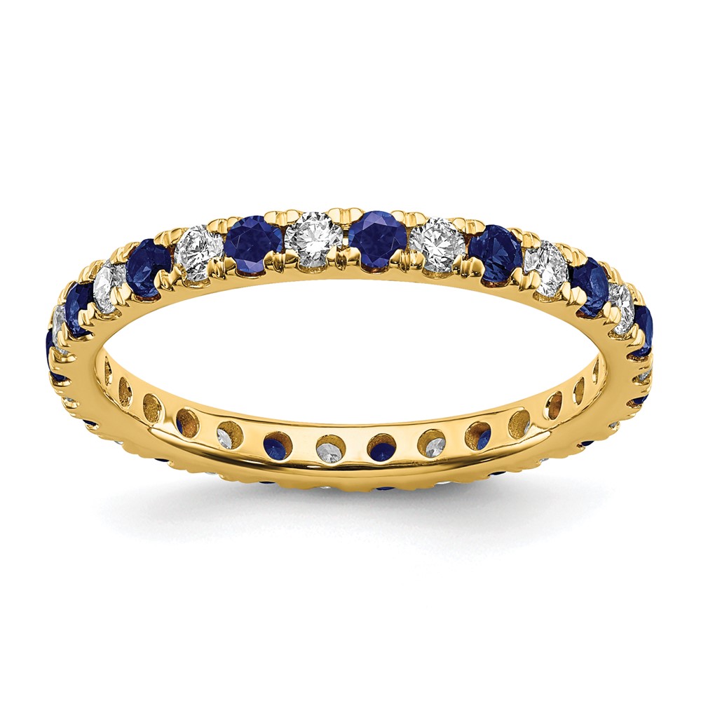 ET0049-CSA-050-7YAA-7.jpg 14k 1/2 carat Lab Grown Diamond VS/SI+ G+ and Lab Created Blue Sapphire Size 6.5 Eternity Band - Image 1