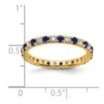 14k 3/8 carat Lab Grown Diamond VS/SI+ G+ and Lab Created Blue Sapphire Size 4.5 Eternity Band - Image 5