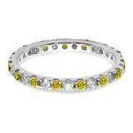 14k White Gold 3/8 carat Lab Grown Diamond VS/SI+ G+ and Lab Created Yellow Sapphire Size 4.5 Eternity Band - Image 3