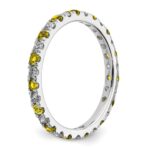 14k White Gold 1/2 carat Lab Grown Diamond VS/SI+ G+ and Lab Created Yellow Sapphire Size 6.5 Eternity Band - Image 4