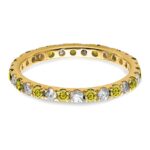 14k 3/8 carat Lab Grown Diamond VS/SI+ G+ and Lab Created Yellow Sapphire Size 5 Eternity Band - Image 3