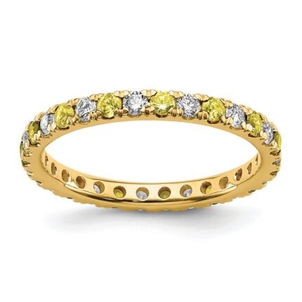 14k 1/2 carat Lab Grown Diamond VS/SI+ G+ and Lab Created Yellow Sapphire Size 7 Eternity Band