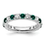 14k White Gold 1 carat Lab Grown Diamond VS/SI+ G+ and Lab Created Alexandrite Size 4.5 Eternity Band