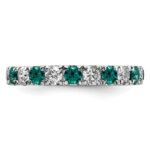 14k White Gold 1 carat Lab Grown Diamond VS/SI+ G+ and Lab Created Alexandrite Size 4 Eternity Band - Image 3