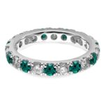 14k White Gold 1 carat Lab Grown Diamond VS/SI+ G+ and Lab Created Alexandrite Size 5.5 Eternity Band - Image 4