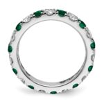 14k White Gold 1 carat Lab Grown Diamond VS/SI+ G+ and Lab Created Emerald Size 4 Eternity Band - Image 2