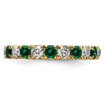 14k 1 carat Lab Grown Diamond VS/SI+ G+ and Lab Created Emerald Size 4 Eternity Band - Image 3