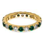 14k 1 carat Lab Grown Diamond VS/SI+ G+ and Lab Created Emerald Size 5 Eternity Band - Image 4