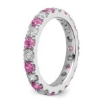 14k White Gold 1 1/5 carat Lab Grown Diamond VS/SI+ G+ and Lab Created Pink Sapphire Complete Eternity Band - Image 5