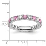 14k White Gold 1 carat Lab Grown Diamond VS/SI+ G+ and Lab Created Pink Sapphire Size 5.5 Eternity Band - Image 6