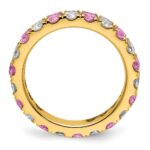 14k 1 carat Lab Grown Diamond VS/SI+ G+ and Lab Created Pink Sapphire Size 6.5 Eternity Band - Image 2