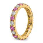 14k 3/4 carat Lab Grown Diamond VS/SI+ G+ and Lab Created Pink Sapphire Size 4.5 Eternity Band - Image 5
