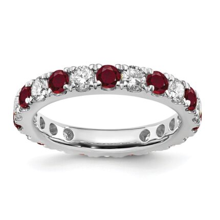 14k White Gold 1 1/5 carat Lab Grown Diamond VS/SI+ G+ and Lab Created Ruby Size 8.5 Eternity Band