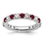 14k White Gold 1 carat Lab Grown Diamond VS/SI+ G+ and Lab Created Ruby Size 4.5 Eternity Band