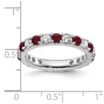 14k White Gold 1 1/5 carat Lab Grown Diamond VS/SI+ G+ and Lab Created Ruby Size 7 Eternity Band - Image 6