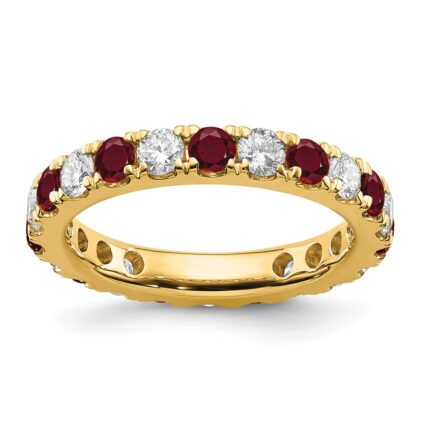 14k 1 carat Lab Grown Diamond VS/SI+ G+ and Lab Created Ruby Size 5.5 Eternity Band