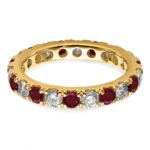 14k 1 carat Lab Grown Diamond VS/SI+ G+ and Lab Created Ruby Size 4.5 Eternity Band - Image 4