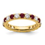 14k 1 carat Lab Grown Diamond VS/SI+ G+ and Lab Created Ruby Size 6 Eternity Band