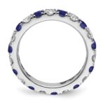 14k White Gold 1 carat Lab Grown Diamond VS/SI+ G+ and Lab Created Blue Sapphire Size 5 Eternity Band - Image 2