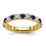 14k 1 1/5 carat Lab Grown Diamond VS/SI+ G+ and Lab Created Blue Sapphire Size 9 Eternity Band