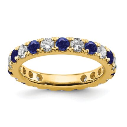 14k 1 1/5 carat Lab Grown Diamond VS/SI+ G+ and Lab Created Blue Sapphire Size 9 Eternity Band
