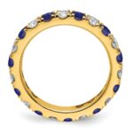14k 1 1/5 carat Lab Grown Diamond VS/SI+ G+ and Lab Created Blue Sapphire Size 9 Eternity Band - Image 2