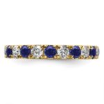 14k 1 1/5 carat Lab Grown Diamond VS/SI+ G+ and Lab Created Blue Sapphire Size 7 Eternity Band - Image 3