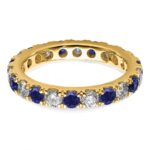 14k 1 1/5 carat Lab Grown Diamond VS/SI+ G+ and Lab Created Blue Sapphire Size 9 Eternity Band - Image 4
