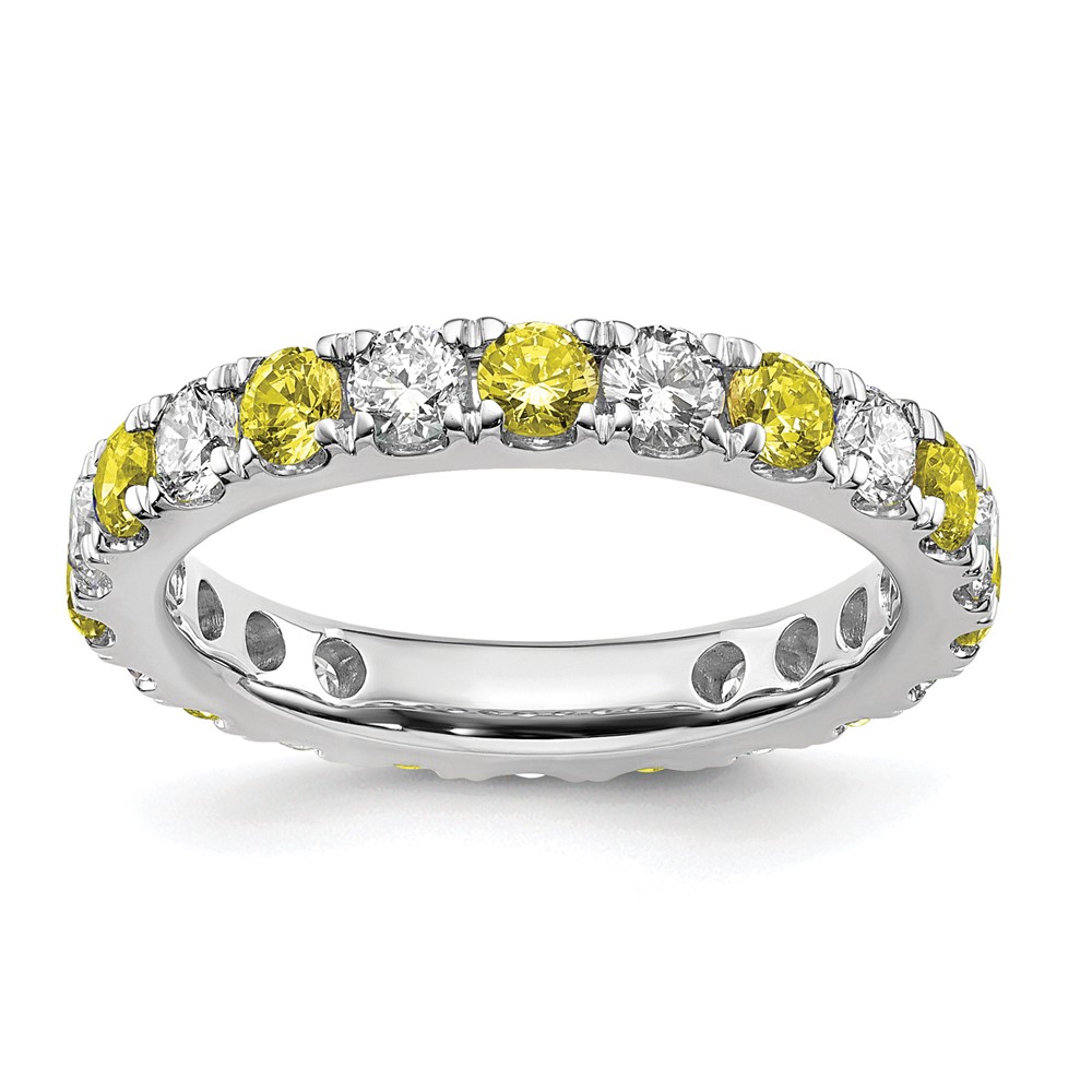 ET0050-CYS-100-7WAA-12.jpg 14k White Gold 1 1/5 carat Lab Grown Diamond VS/SI+ G+ and Lab Created Yellow Sapphire Size 7.5 Eternity Band - Image 1
