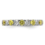 14k White Gold 1 carat Lab Grown Diamond VS/SI+ G+ and Lab Created Yellow Sapphire Size 4 Eternity Band - Image 3
