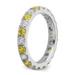 14k White Gold 1 1/5 carat Lab Grown Diamond VS/SI+ G+ and Lab Created Yellow Sapphire Size 7 Eternity Band - Image 5